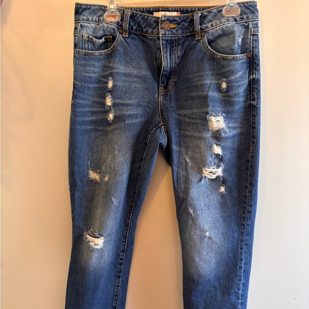 Distressed Blue Jeans